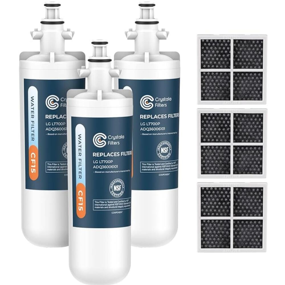 3 Pack- Crystala Filters Replacement for LG LT700P/ADQ36006101 Water Filter